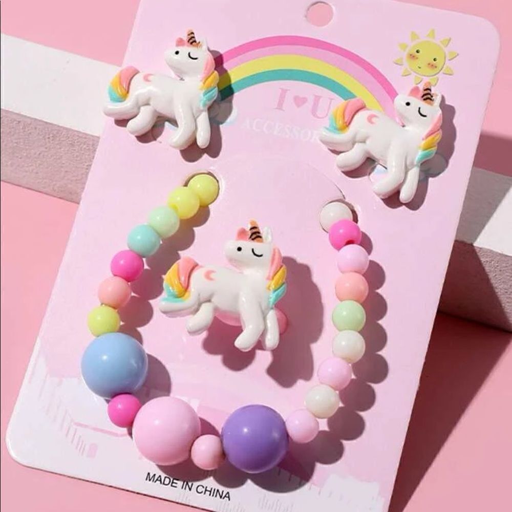 Pastel Rainbow Unicorn Jewelry Set